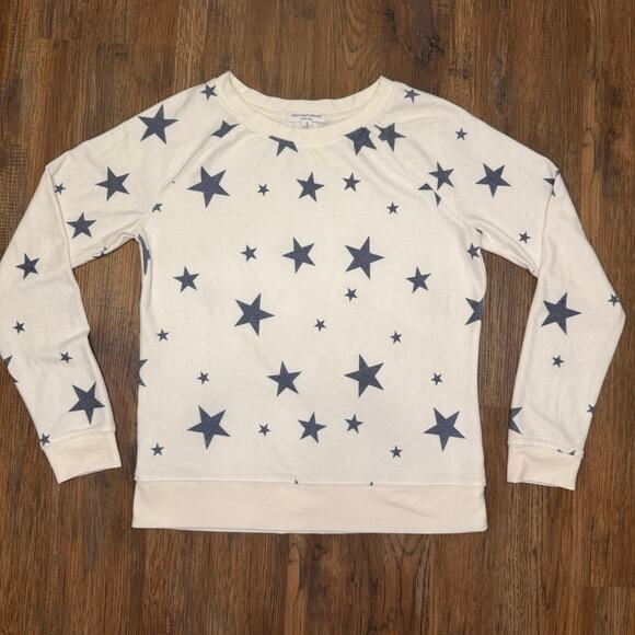 Grayson Threads SMALL cream sweatshirt tee with blue stars soft and stretchy - Picture 1 of 8
